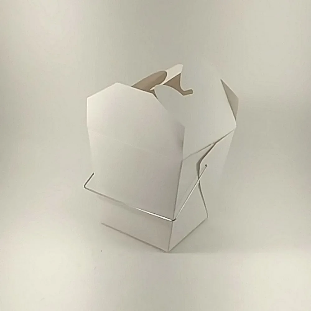 Chinese Take Out Boxes Paper Metal Handles White 4
